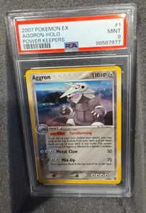 POKEMON CARD AGGRON HOLO 1 EX POWER KEEPERS #1 GRADED PSA 9 MINT HOLO FOIL - Picture 1 of 3