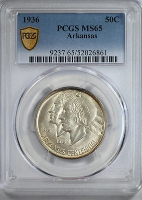 1936 Arkansas Classic Commemorative Half Dollar 50C PCGS MS65 - Image 1 of 4