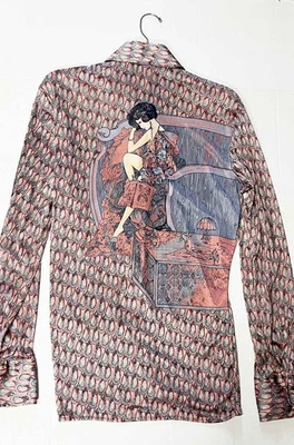 Vintage Nik-Nik Italian Nylon LADY LEGS Shirt, Size Medium - Image 1 of 3