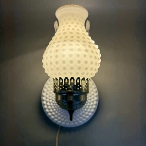 Vintage 1970s Hobnail Milk Glass Victorian Wall Sconce Lamp - Picture 1 of 17