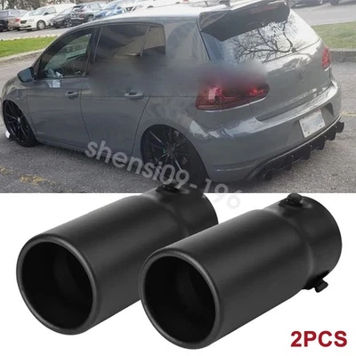 2PCS Stainless Steel Black Rear Exhaust Pipe Tail Muffler Tip For VW GTI MK6 - Изображение 1 из 4
