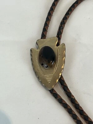 De colección Punta de Flecha de Ónix Negro Bolo Corbata Marrón Cordón Bala Estuche Puntas Foto 1 de 4