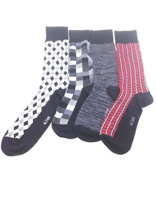 $51 Alfani Mens 4 Pairs Pack Casual Dress Crew Socks Grey Black Red White 7-12 - Picture 1 of 2