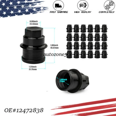 24xWheel Lug Nut Cap Black Plastic Set 12472838 for Chevrolet GMC Cadillac Truck - Imagem 1 de 4