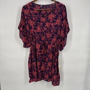 Lands End Womens Mini Dress M/L Purple Floral Lightweight Modal Beach Resort - Picture 1 of 7