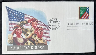 Flag over Blackboard Patriotism Schools FDC Fleetwood Mar 13 1999 Cleveland OH - Image 1 of 2