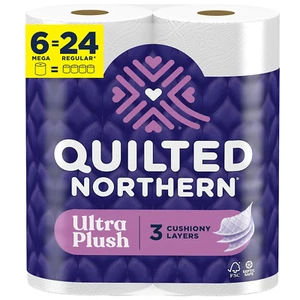 Gestepptes Toilettenpapier Northern Ultra Plüsch 3-lagig 6 Mega Rollen = 24 normale Rollen - Bild 1 von 11