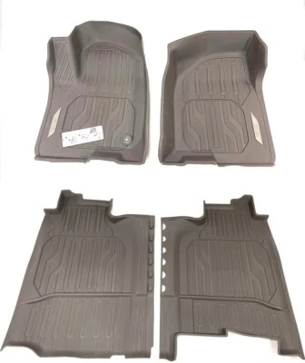 Передние и задние напольные покрытия 2019-2025 GMC Sierra с двойной кабиной темно-пепельно-серые НЕ черные! - Изображение 1 из 4