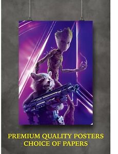 Avengers Rocket Groot Movie Large Poster Art Print Gift A0 A1 A2 A3 A4 Maxi