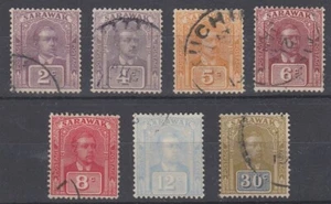 SARAWAK 1922 NEW COLOURS/VALUES SHORT SET (x7) USED (ID:843/D65768) - Picture 1 of 1