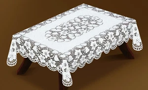 Tovaglie natalizie bianche l pizzo tavola matrimonio NUOVE 51"x71" tavola - Foto 1 di 2