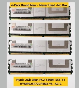 4 Pk Lot Hynix 2GB 2Rx4 PC2-5300F-555-11 Server Memory HYMP525F72CP4N3-Y5-AC-C - Picture 1 of 4