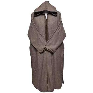 Moroccan Super Soft Cashmere Wool Blend Beige Hooded Thobe Djellaba - Picture 1 of 5
