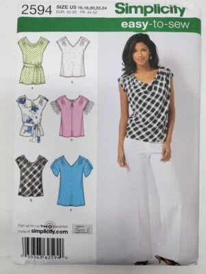  Simplicity 2594 Misses Tops Sewing pattern sz 16-24 - Image 1 of 3