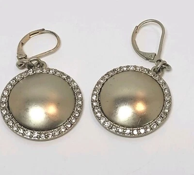 Pendientes Disco Monet Bordes Estrás Cepillado Champagne Tono Dorado Colgantes Perforados Foto 1 de 4