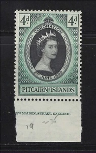 Pitcairn Islands Scott # 19 with tab MNH Elizabeth II Coronation 1953 - Picture 1 of 1