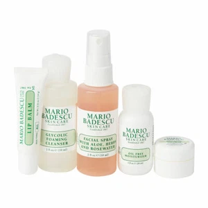 MARIO BADESCU Essentials To Go Set Cleanser Spray Moisturiser Eye Cream Lip Balm - Picture 1 of 2