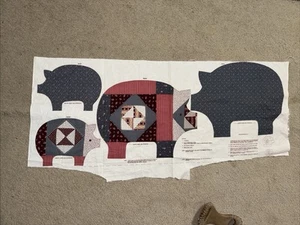 Pig set of 2 Country Home Decor Fabric Sewing panel New - Picture 1 of 6