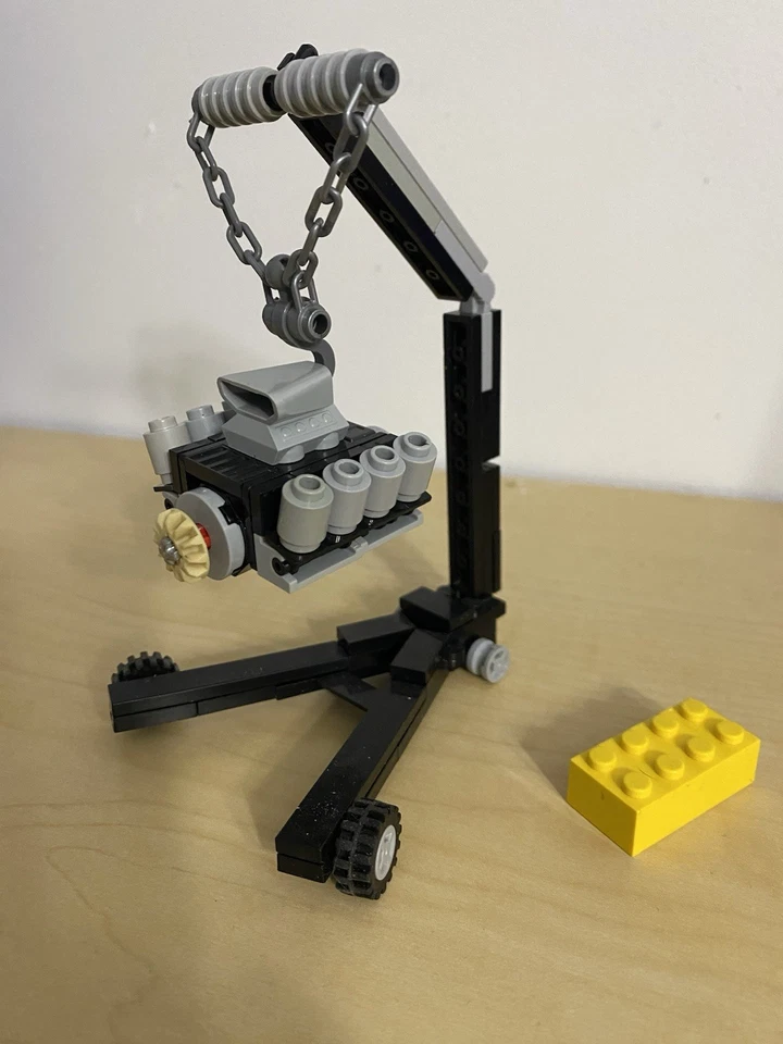 Lego MOC Engine Cherry Picker/Engine Hoist With V-8 Engine Genuine Lego Parts - Image 1 of 4