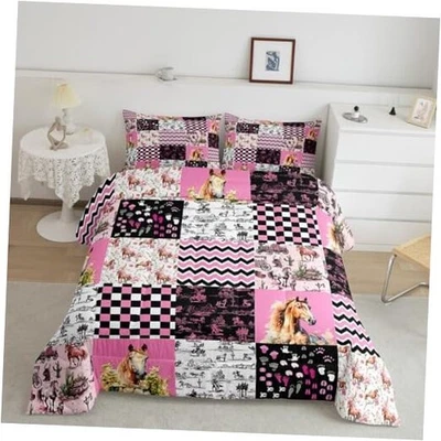  Juego de edredón para caballos talla niños edredón floral para caballos para niños doble multi 02 Foto 1 de 4