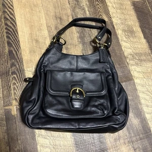 Bolso de Hombro Hobo Grande de Cuero Negro COACH Campbell F24686 Grueso Hebilla de Latón - Imagen 1 de 11