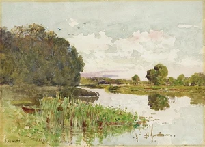 John Whipple - Watercolour Painting - Sutton Courtenay On Thames - 19th Century - Picture 1 of 4