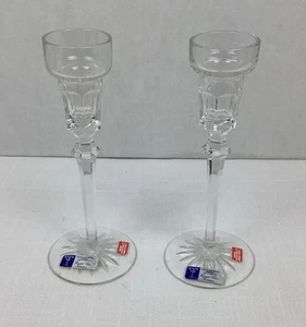 8” Tall Crystal Taper Candle Holder, Set of 2, Made in Hungary - Picture 1 of 9