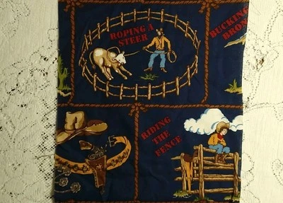 Vintage "Barn Dandy" Rodeo Cowboy Theme # 5462 By Robert Kaufman on NAVY REMNANT - Image 1 of 4