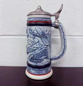 Avon Vintage Lidded Beer Stein Handcrafted In Brazil 1981 Planes Pioneers 9.5” - Picture 1 of 10