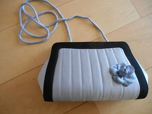 Bijoux Terner Gray Satin Evening Bag Clutch or Shoulder Purse 22" drop small - Picture 1 of 4