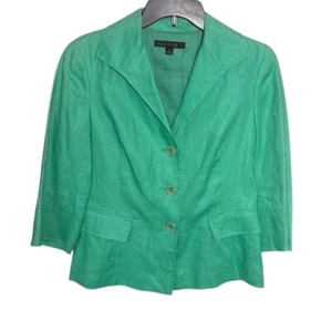 Lafayette 148 Mint Green 100% Linen Blazer Size 2 - Picture 1 of 6
