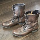 Steve Madden Troopa Sz 8 Brown Lace Up Side Zip Combat Boots Granny Shoes