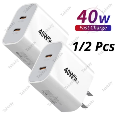 40W Fast Charger Block USB Type C Wall Power Adapter For iPhone 14 13 12 11 XR 8 - Image 1 of 4