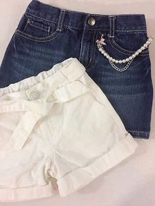 GYMBOREE Jean Skirt Dark Wash Denim White Shorts Belt Chain lot of 2 Girls 5 - Picture 1 of 9
