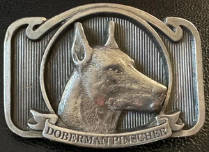 Vintage DOBERMAN PINSCHER Dog Belt Buckle Kanine Klassics/Buckles of America - Picture 1 of 6