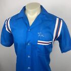 Hilton Bowling Shirt Blue Striped LEE Locksmith Vtg 60s 70s Rockabilly Men Large