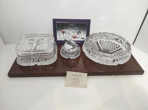 RARE Vintage Hoya Crystal Tokyo Cigarette Set Container Lighter Ashtray Japan - Picture 1 of 5