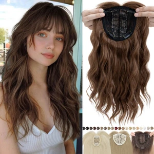 Women Hair Topper Wavy Toupee Clip in Hairpiece Top Hairpiece 100% Real as Human - Picture 1 of 111