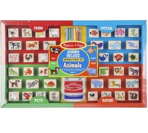 Melissa And Doug Jumbo Deluxe Wooden Stamp Set – Animals40 Stamps, 7 Markers + - Picture 1 of 7