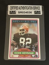 HOF OZZIE NEWSOME 1980 TOPPS SIGNED AUTOGRAPHED CARD BROWNS CAS CERTIFIED