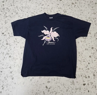 VTG Hawaii Protect Our Flower Dark Blue T-Shirt Mens XL  HANES - Image 1 of 4
