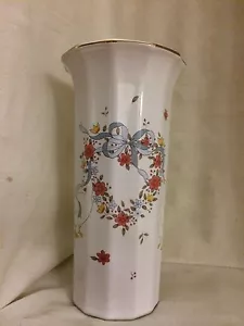 Vaso in vetro forale fine Cina con fiocco e design uccellini Made in Japan - Foto 1 di 6