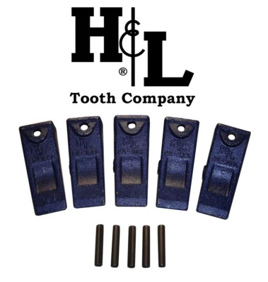 X156L Long Hensley Style Bucket Teeth (5 Pack) + Pins, by H&L Tooth Co. 156 - Image 1 of 4