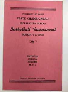 1952 Maine State Championship Basketball Tournament Program HigginsHebron M.C.I. - Picture 1 of 4
