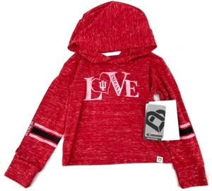 NEW IU Indiana Hoosiers Love Colosseum Heathered Red Hooded LS Shirt Toddler 3T - Picture 1 of 8