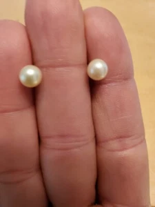 Earrings Cultured Pearl Stud 14k Gold - Picture 1 of 6