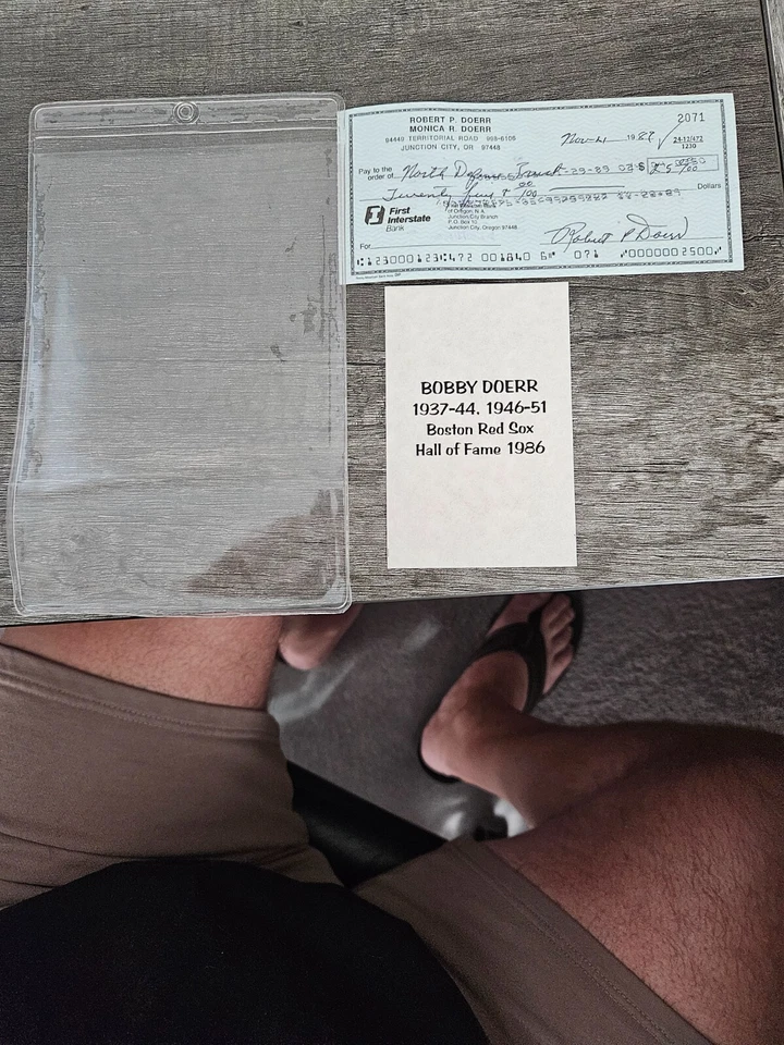 Bobby Doerr Boston Red Sox Signed  Bank Check - Image 1 of 4