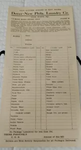 Vintage Wäsche Rechnung Blatt Dover Neu Phila Laundry Co Ohio - Bild 1 von 1