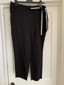 Linea ladies smart straight leg belted trousers~black&white~UK16~BNWT - Picture 1 of 8