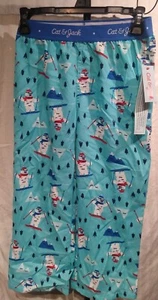 Cat and Jack JUNGEN GRÖSSE SMALL 6/7 Pyjamahose SCHNEEMÄNNER SKI WINTER BLAU KINDER - Bild 1 von 4